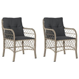 Garden Chairs with Cushions 2 pcs Light Grey Poly Rattan 365158