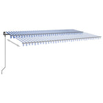 ZNTS Manual Retractable Awning with Posts 6x3.5 m Blue and White 3070276