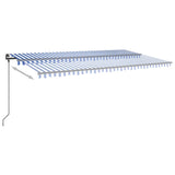 ZNTS Manual Retractable Awning with Posts 6x3.5 m Blue and White 3070276
