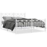 Metal Bed Frame without Mattress with Footboard White 150x200cm 376197