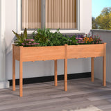 Planter with Liner Brown 161x45x76 cm Solid Wood Fir 364237