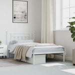 Metal Bed Frame without Mattress with Headboard White 107x203cm 353582