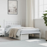 Metal Bed Frame without Mattress with Headboard White 107x203cm 353582