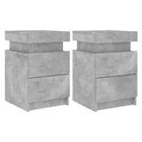 ZNTS Bedside Cabinets with LED Lights 2 pcs Concrete Grey 35x39x55 cm 836756