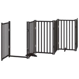 Dog Gate with Door Foldable 12 Panels Black 600 cm Poplar Wood 3155713