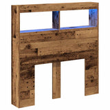Headboard Cabinet with LED Old Wood 100x17x102 cm 863125