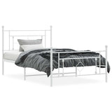 Metal Bed Frame without Mattress with Footboard White 107x203cm 374402