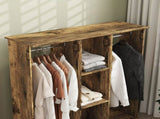 Open Wardrobe Double Mobile Storage Shelves Organizer W/6 Wheels-Rustic Brown T3398P328096