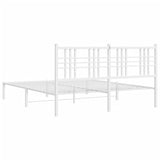 Metal Bed Frame without Mattress with Headboard White 150x200cm 376375