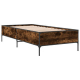 ZNTS Bed Frame Smoked Oak 90x190 cm Single Engineered Wood and Metal 844988