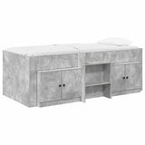Loft Bed Frame with Cabinet 3 pcs Concrete Grey Engineered Wood 3423385