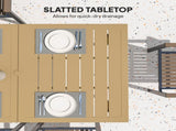 Garden Dining Table, 150 x 90 cm Rectangle Outdoor Table with 5 cm Parasol Hole, Slatted Tabletop T3398P328032