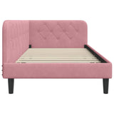 Corner Bed Frame with Headboard Pink 100 x 200 cm Velvet 42016619