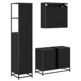 Bathroom Furniture Set 3 pcs Black Oak Engineered Wood 3402493