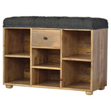 Black Tweed 1 Drawer Bench IN014