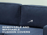Small Two-Seater Corduroy Sofa - Blue T3398P329916