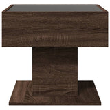 Coffee Table with LED Brown Oak 50x50x45 cm Engineered Wood 847531