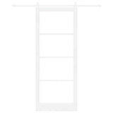 Sliding Door White 93 x 232 cm Solid Pine Wood and Glass 3332432