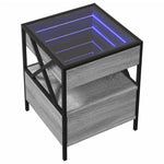 ZNTS Coffee Table with Infinity LED Grey Sonoma 40x40x51 cm 847720