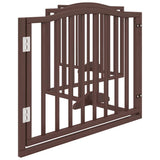 Dog Gate with Door Foldable 4 Panels Brown Oak 320 cm Poplar Wood 352233