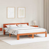 Bed Frame with Headboard Wax Brown 180 x 200 cm Solid Pine Wood 872643