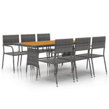 Outdoor Dining Set Grey PE rattan, steel, solid acacia wood 7 Piece 3120112