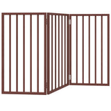 Dog Gate Foldable 3 Panels Brown 150 cm Poplar Wood 352198