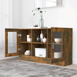 Vitrine Cabinet Smoked Oak 120x30.5x70 cm Engineered Wood 815627