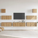 7 Piece TV Cabinet Set Wall-mounted Artisan Oak Engineered Wood 3329020
