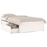 Bed Frame without Mattress with Drawers White Single 3103459