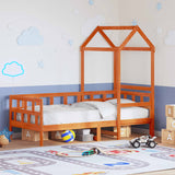 Day Bed with Roof without Mattress Wax Brown 90x200 cm Solid Wood 3282236