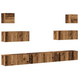 7 Piece TV Cabinet Set Wall-mounted Old Wood Engineered Wood 3329211