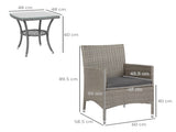 3 Pieces Rattan Bistro Set, Wicker Garden Furniture Set with 2-Tier Coffee Table and Chairs, T3398P313580