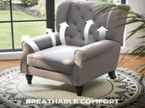 Retro Accent Chair, Wingback Armchair with Wood Frame Button Tufted Design for Living Room Bedroom, T3398P328125