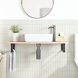 Basin Shelf Wall Mounted Steel and Solid Wood Oak 3302549
