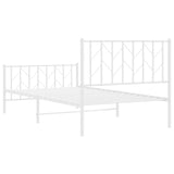 Metal Bed Frame without Mattress with Footboard White 100x200cm 374499