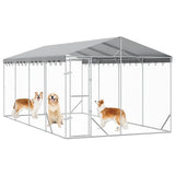 Outdoor Dog Kennel with Roof Silver 3x6x2.5 m Galvanised Steel 3190488