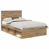 Bed Frame Artisian Oak 120 x 190 cm Solid Pine Wood 3409380