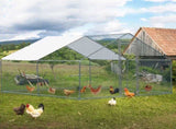 10 x 10 ft Large Metal Chicken Coop, Walk-in Poultry Cage Chicken Hen Run House with Waterproof 97159407