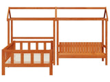 Day Bed Set 3 pcs Wax Brown Solid Pine Wood 3422712