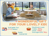 Five-Piece Kids Table and Chairs Set with Storage, for Ages 3-8 Years, White T3398P422126