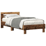 ZNTS Bed Frame Old wood Solid wood 90 x 190 cm Sturdy Rectangular 863805