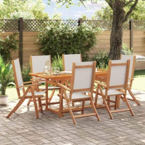 ZNTS 7 Piece Garden Dining Set Solid Wood Acacia and Textilene 3279297