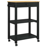 Kitchen Trolley MONZA Black 60 x 40 x 88.5 cm Solid Pine Wood 42027036