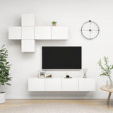 7 Piece TV Cabinet Set White Engineered Wood 3078708