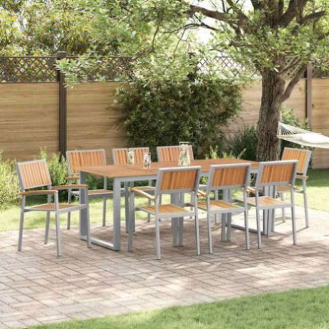 Garden Dining Set 9 pcs Grey and brown 200 x 90 x 75 cm 3284358
