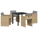 Garden Dining Set with Cushion 5 pcs Beige Poly Rattan 3379996
