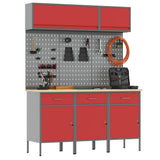 Work Cabinet Set with Drawer with Storage Manual 8 pcs Red 3321433