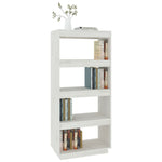 Book Cabinet/Room Divider White 60x35x135 cm Solid Pinewood 810870