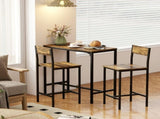 3-Piece Bar Table Set with 2 Stools, Industrial Breakfast Bar Set with Footrest, Backrest for Dining T3398P555127